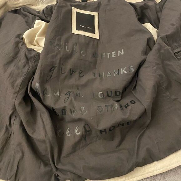 Mauritius 100% lamb leather off white/gray jacket, S - Picture 12 of 16